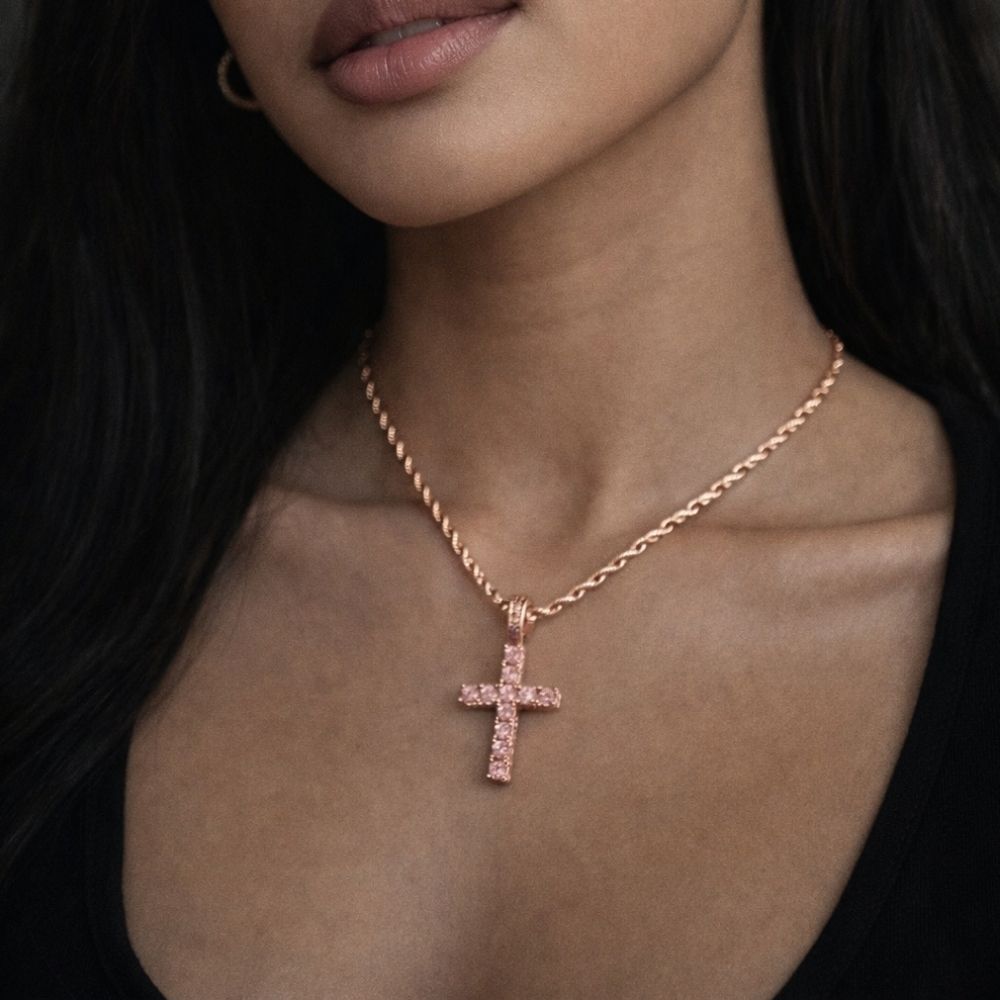 Pink Cross Necklace 